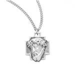Sterling Silver Jesus Cross Crown of Thorns Necklace