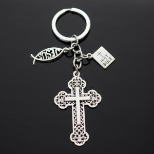 Jesus Fish Cross Bible Charm Keychain Gift