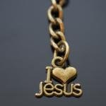 Jesus Heart Charm Keychain - Christian Bronze Ring