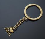 Jesus Heart Charm Keychain - Christian Bronze Ring