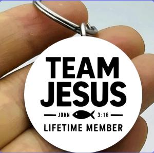 Team Jesus Stainless Steel Keychain with Cross
