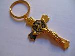 Jesus Christ Crucifix Keychain in Gold Tone