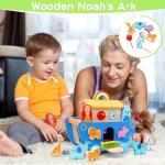 Wooden Noah's Ark Animal Shape Sorter Toy, Baptism Gifts