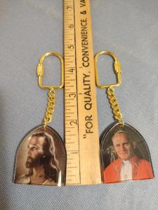 Jesus and Pope John II Double-Sided Keychain Set