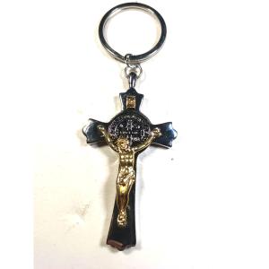 Gold and Silver Tone Jesus Cross Keychain