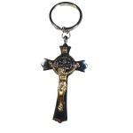 Gold and Silver Tone Jesus Cross Keychain