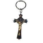 Gold and Silver Tone Jesus Cross Keychain
