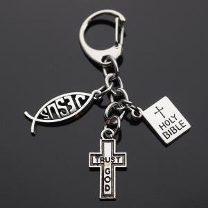 Trust God Cross and Fish Keychain Charm