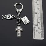Trust God Cross and Fish Keychain Charm