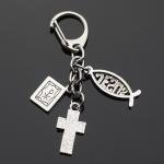 Trust God Cross and Fish Keychain Charm