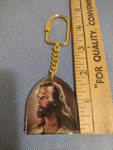 Jesus Gold Color Double-Sided Metal Keychain