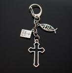 Hollow Cross Jesus Fish Christian Keychain Clip