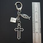 Hollow Cross Jesus Fish Christian Keychain Clip
