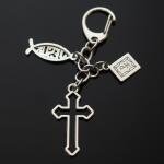 Hollow Cross Jesus Fish Christian Keychain Clip