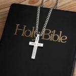 Inspirational Bible Verse Cross Necklace for Men - Isaiah