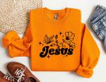 Jesus Floral Crewneck Hoodie with Bible Verse