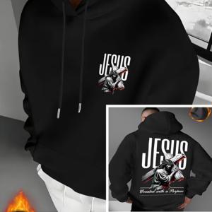 Men's Jesus Carrying Cross Faith Fleece Hoodie