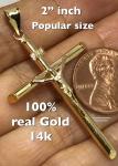 14k Gold Jesus Cross Pendant Necklace Gift