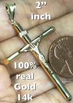 14k Gold Jesus Cross Pendant Necklace Gift