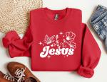 Jesus Floral Crewneck Sweatshirt with Bible Verse