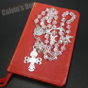 Clear Crystal Dove Cross Rosary Necklace for All