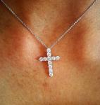 Cross Pendant Necklace with Simulated Diamond Accent