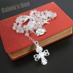 Clear Crystal Dove Cross Rosary Necklace for All
