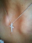Cross Pendant Necklace with Simulated Diamond Accent