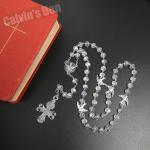 Clear Crystal Dove Cross Rosary Necklace for All