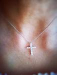Cross Pendant Necklace with Simulated Diamond Accent