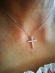 Cross Pendant Necklace with Simulated Diamond Accent