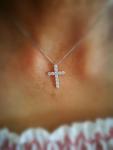 Cross Pendant Necklace with Simulated Diamond Accent