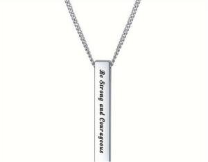 Inspirational "Be Strong" Cross Bar Necklace