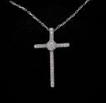 Sterling Silver Cross Pendant Necklace with Diamond