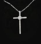 Sterling Silver Cross Pendant Necklace with Diamond