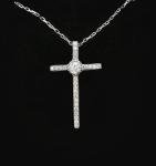 Sterling Silver Cross Pendant Necklace with Diamond