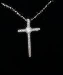 Sterling Silver Cross Pendant Necklace with Diamond