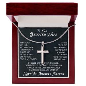 Christian Cross Necklace for Wife - Love & Faith