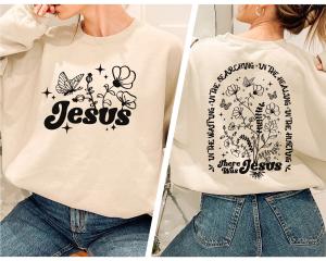 Jesus Floral Sweatshirt with Bible Verse Design
