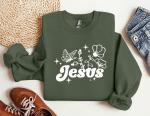 Jesus Floral Sweatshirt with Bible Verse Design