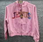 Lord of Messiah Jesus Pink Zip Hoodie - Medium