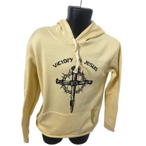 Beige Victory In Jesus Hoodie for Christians