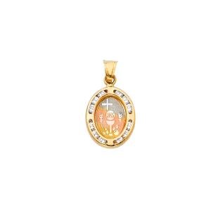 14K Gold Communion Pendant with Cubic Zirconia