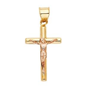 14K Two-Tone Gold Religious Crucifix Pendant