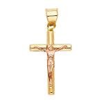 14K Two-Tone Gold Religious Crucifix Pendant