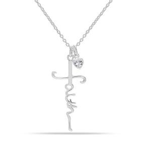 Sterling Silver Faith Cross Infinity Pendant Necklace