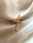 Round Cut Diamond Cross Pendant in Gold Plating
