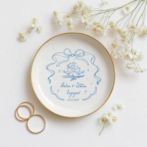 Personalized Love Birds Keepsake Plate for Couples