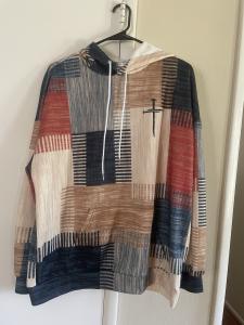 Patchwork Christian Jesus Cross Women's Hoodie Size XL