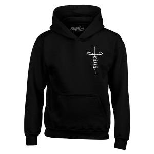 Cursive Jesus Cross Pocket Hoodie